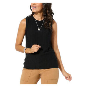 WynneCollection Women's Sweater Knit Tank Black - Regular